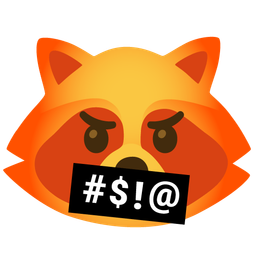 face with symbols on mouth and raccoon