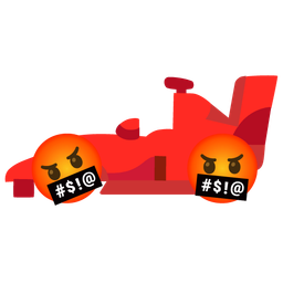 face with symbols on mouth and racing car