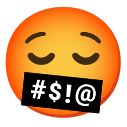 face with symbols on mouth and relieved face