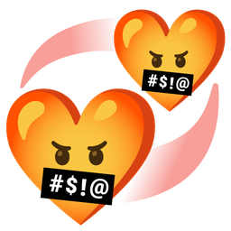 face with symbols on mouth and revolving hearts