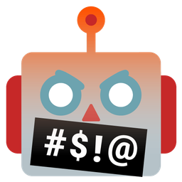 face with symbols on mouth and robot