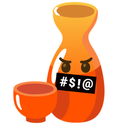 face with symbols on mouth and sake