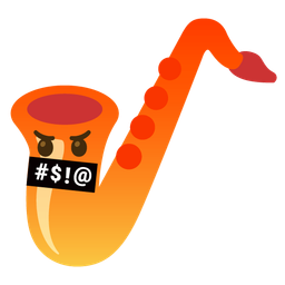 face with symbols on mouth and saxophone