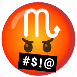 face with symbols on mouth and Scorpio