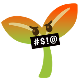 face with symbols on mouth and seedling