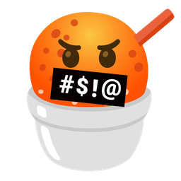 face with symbols on mouth and shaved ice