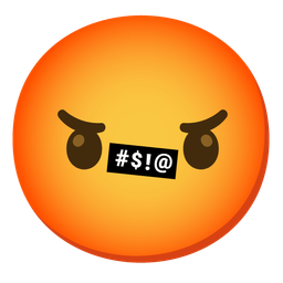 Face with symbols on mouth and Smiling face with smiling eyes