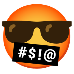 face with symbols on mouth and smiling face with sunglasses