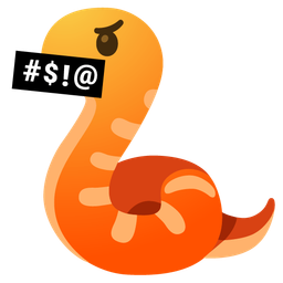 face with symbols on mouth and snake