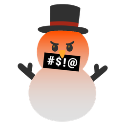 face with symbols on mouth and snowman without snow