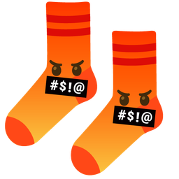 face with symbols on mouth and socks
