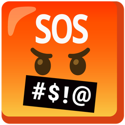 face with symbols on mouth and SOS button