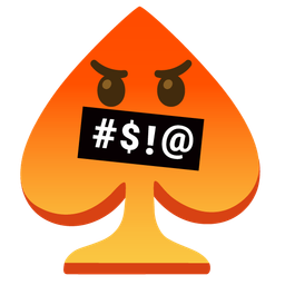 face with symbols on mouth and spade suit