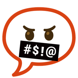 face with symbols on mouth and speech balloon