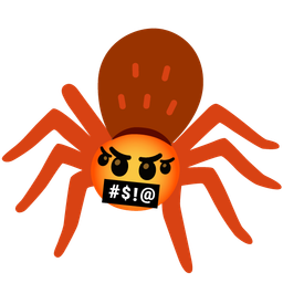 face with symbols on mouth and spider