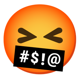 Face with symbols on mouth and Squinting face with tongue