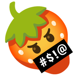 face with symbols on mouth and strawberry