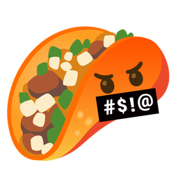 face with symbols on mouth and taco