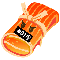 face with symbols on mouth and tamale