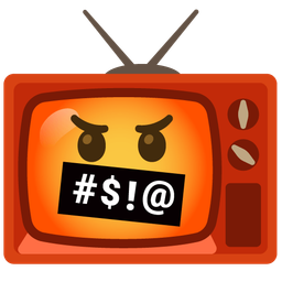 face with symbols on mouth and television