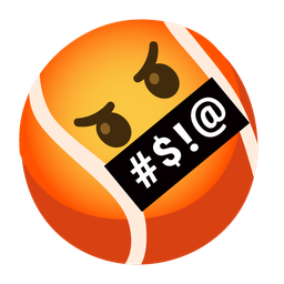 face with symbols on mouth and tennis