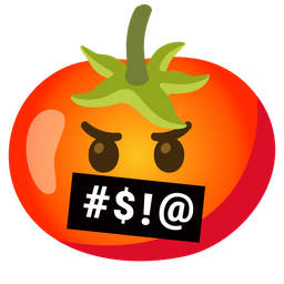 face with symbols on mouth and tomato