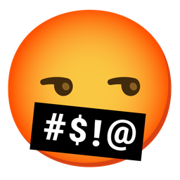 face with symbols on mouth and unamused face