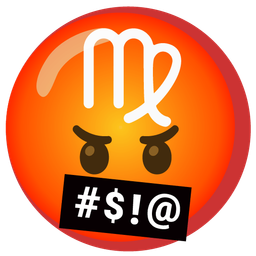 face with symbols on mouth and Virgo