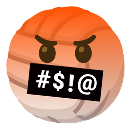 face with symbols on mouth and volleyball