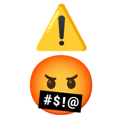 face with symbols on mouth and warning