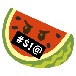 face with symbols on mouth and watermelon