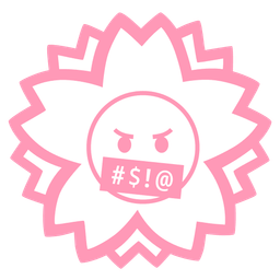 face with symbols on mouth and white flower