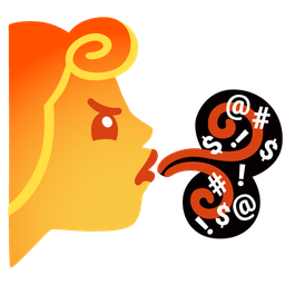 face with symbols on mouth and wind face