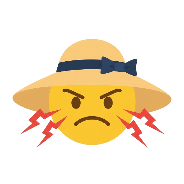 Face with symbols on mouth and Woman’s hat