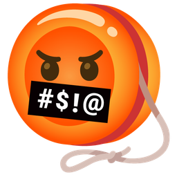 face with symbols on mouth and yo-yo