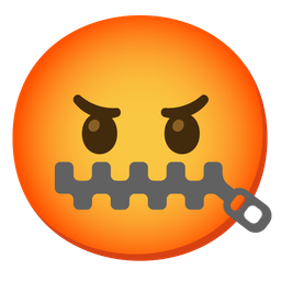 face with symbols on mouth and zipper-mouth face