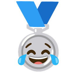 face with tears of joy and 2nd place medal