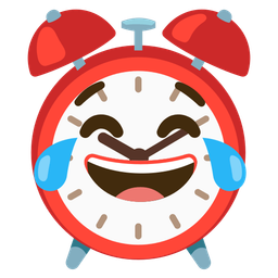 face with tears of joy and alarm clock