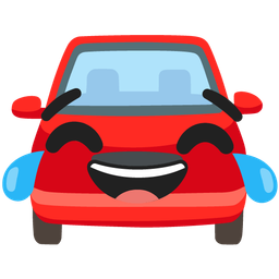 face with tears of joy and automobile