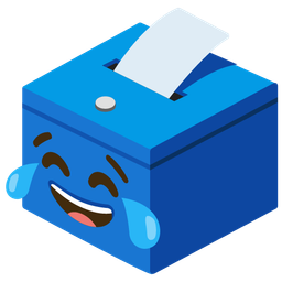 face with tears of joy and ballot box with ballot