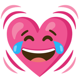 face with tears of joy and beating heart