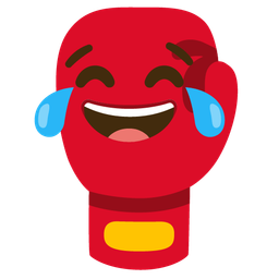 face with tears of joy and boxing glove