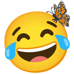 face with tears of joy and butterfly