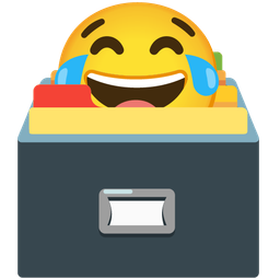 face with tears of joy and card file box