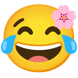 face with tears of joy and cherry blossom