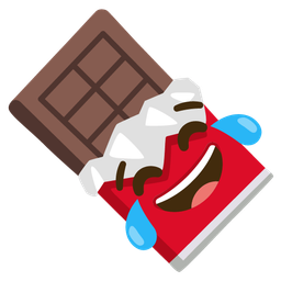 face with tears of joy and chocolate bar