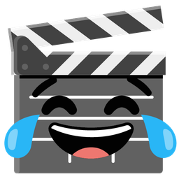 face with tears of joy and clapper board