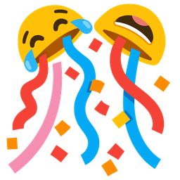 face with tears of joy and confetti ball