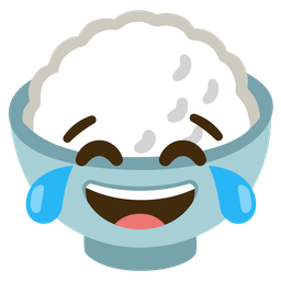 face with tears of joy and cooked rice