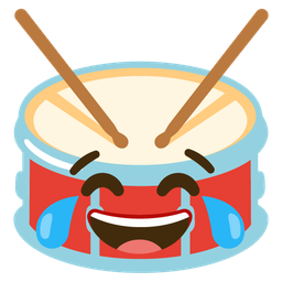 face with tears of joy and drum